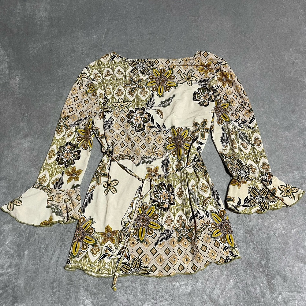 Y2K Cato Babydoll‎ Top Womens Large Floral Cottagecore Hippie Boho Bell Sleeve - Picture 6 of 6